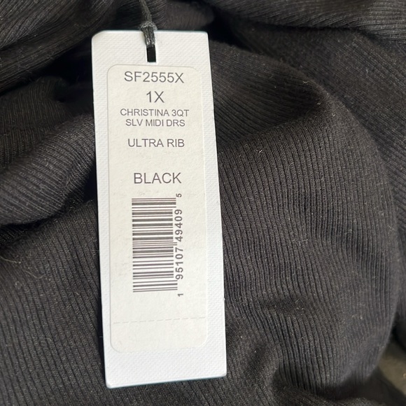 Michael Stars Christina Ribbed Knit Mid Length Sleeve Midi Dress Black Size M - Picture 11 of 11